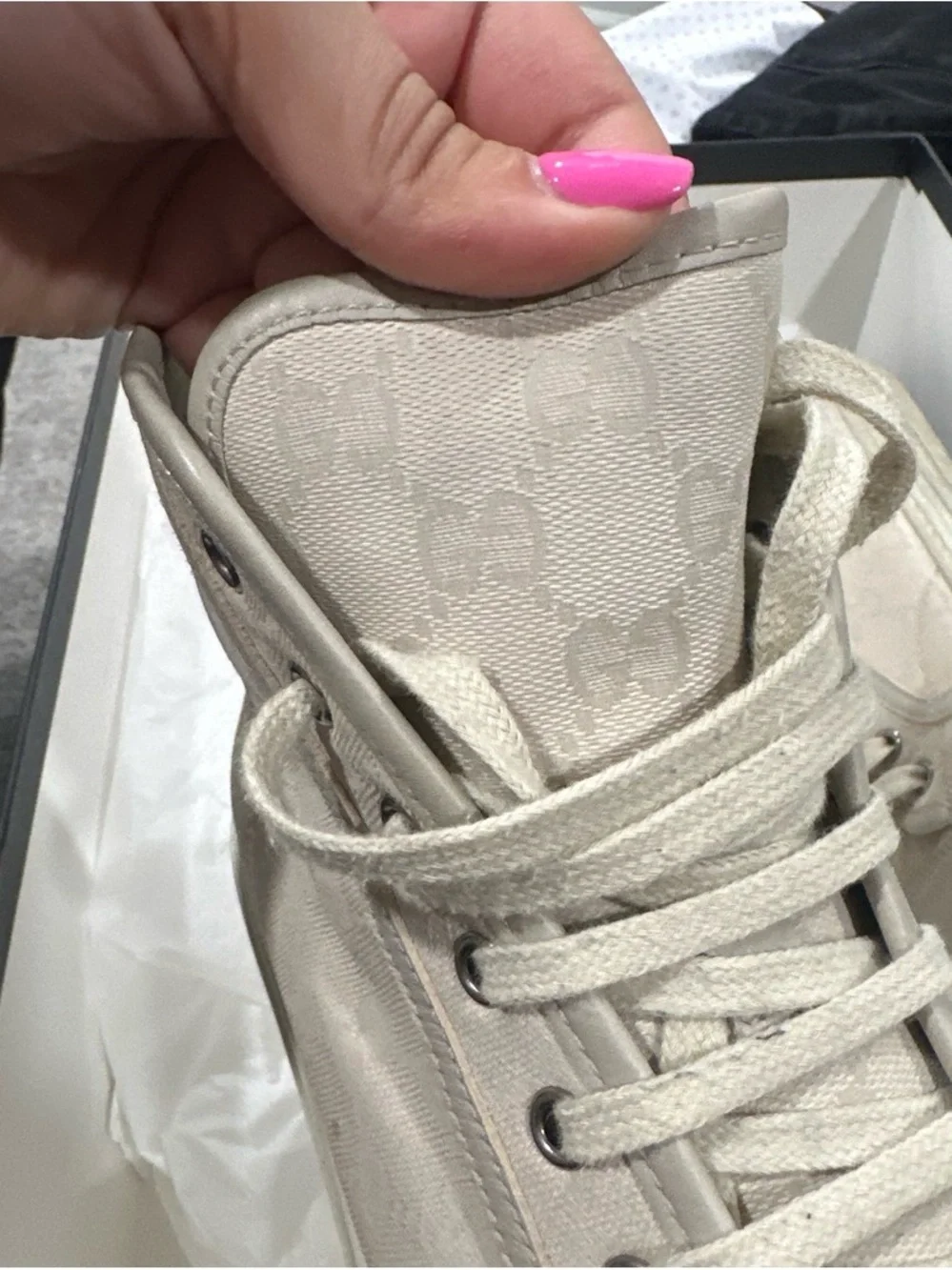Gucci Men High-Top Canvas Sneaker in Beige US 9.5 EU 44.5